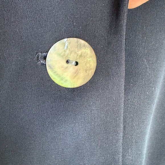 Bloomingdale's Black 100% Silk Single Mother of Pearl Button Blazer Plus Size 18 - Picture 8 of 10